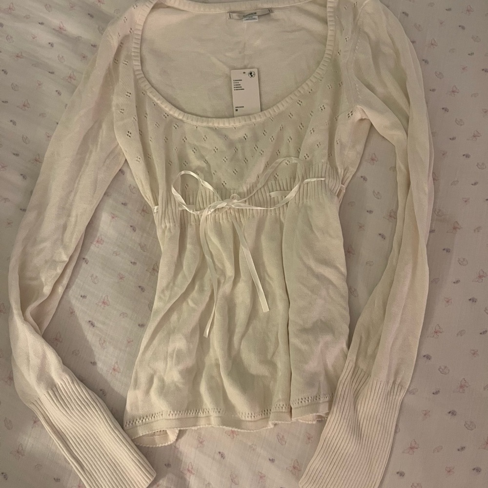 kimchi blue eyelet babydoll ivory long sleeve